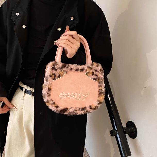 print plush patchwork tote bag crossbody bag HZ1024