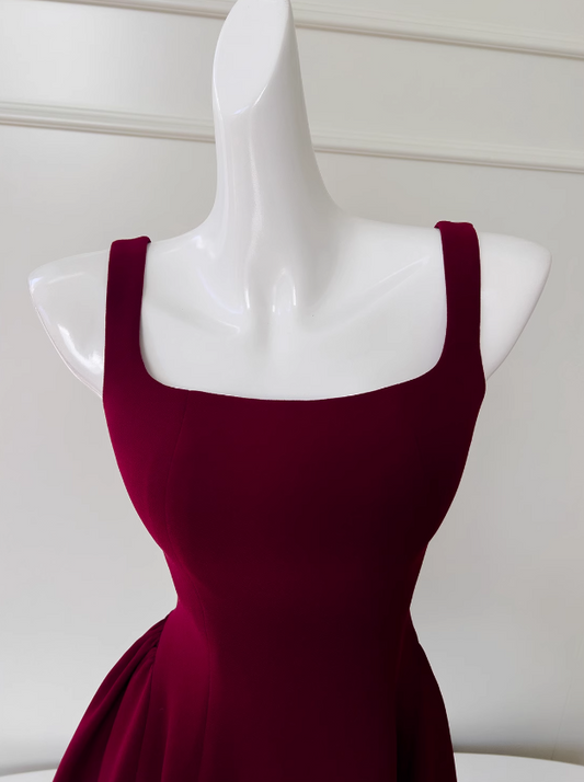 Burgundy A-line Spaghetti Strap Short Prom Dress Homecoming Dress ED0958