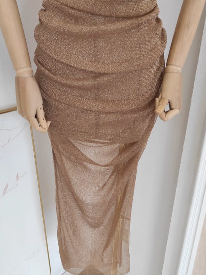 French cut splicing off-shoulder hip dress, evening dress ED0961