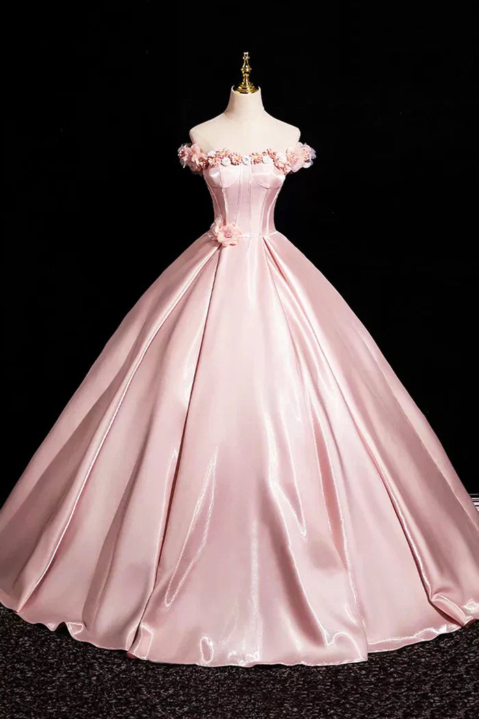 A-Line Off Shoulder Satin Long Prom Dress, Beautiful A-Line Off the Shoulder Party Dress HZ1024