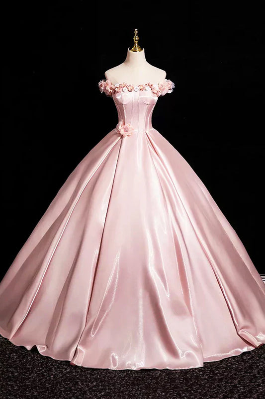 A-Line Off Shoulder Satin Long Prom Dress, Beautiful A-Line Off the Shoulder Party Dress HZ1024