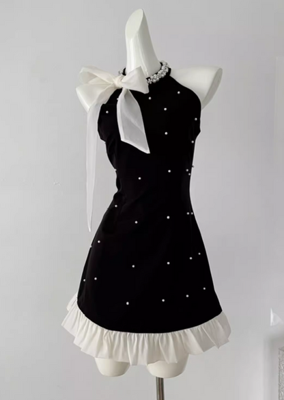 A-line beaded Halter Short Prom Dress,Homecoming Dress HZ1024