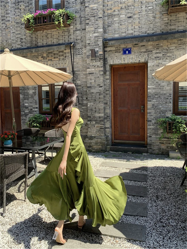 Elegant Backless Slip Vintage Prom Dress SH588