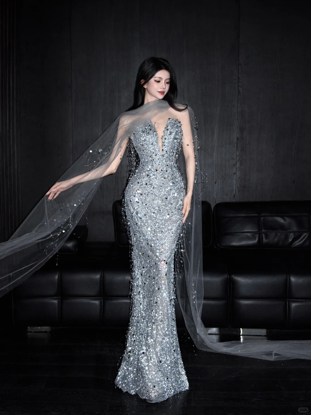 Silver Sequin Mermaid Sweetheart Neck Long Date Dress Evening Dress Prom Dress SH3442