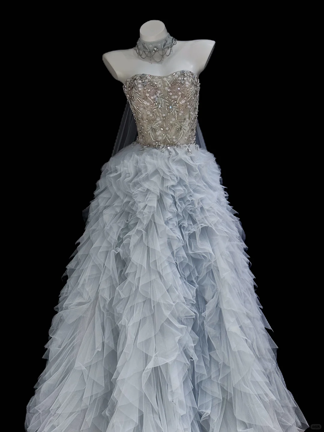 Elegant A Line Sweetheart Neck Beaded Blue Tulle Long Prom Dress Evening Dress SH5006