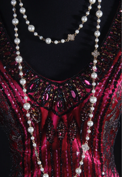 Charming V Neck Hot Pink Satin Beaded Mermaid Long Party Dress Birthday Evening Gown D2221