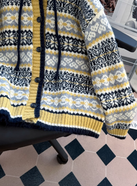 Christmas sweater, Green Fair Isle Knitted Cardigan EP01451