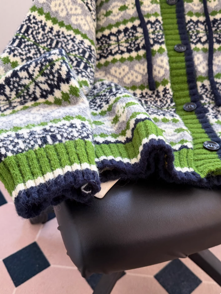 Christmas sweater, Green Fair Isle Knitted Cardigan EP01451