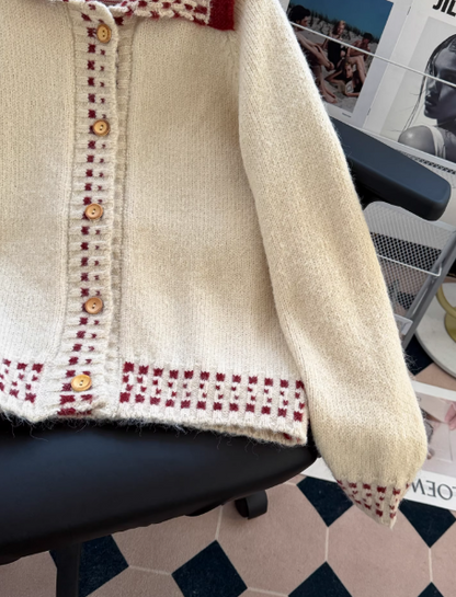 Apricot Christmas Polo-Neck Cardigan Sweater EP01453