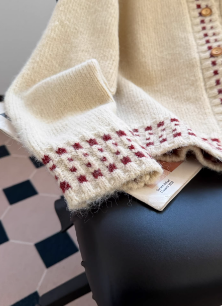 Apricot Christmas Polo-Neck Cardigan Sweater EP01453