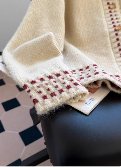 Apricot Christmas Polo-Neck Cardigan Sweater EP01453