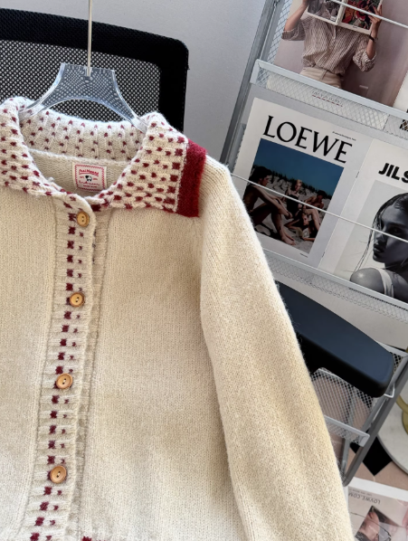 Apricot Christmas Polo-Neck Cardigan Sweater EP01453