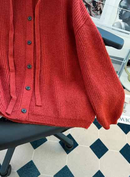 Burgundy Christmas Sweater Hooded Cardigan EP01454