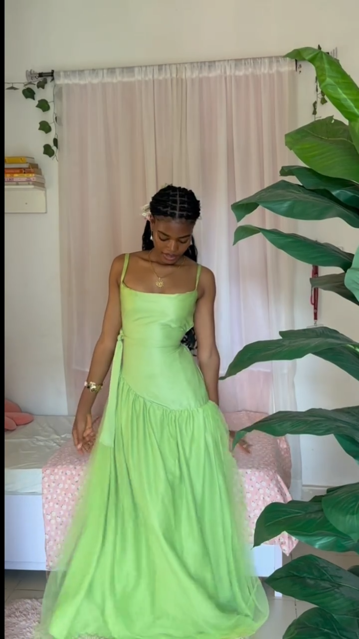 Spaghetti Strap Ball Gown Chiffon Taffeta Long Prom Dresses, Green Formal Evening Dresses HZ1024