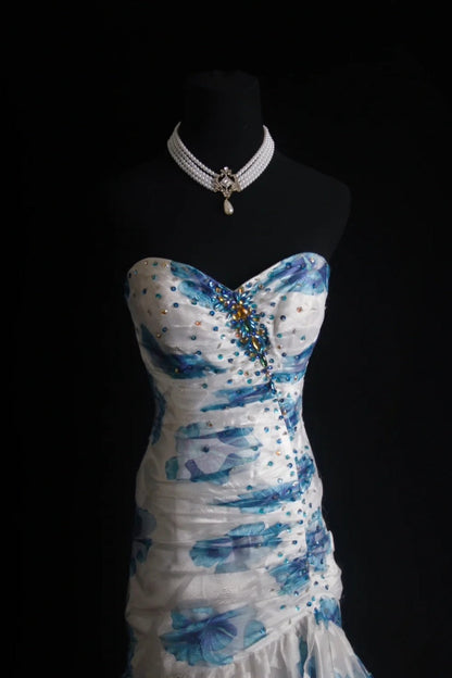 Sweetheart Mermaid Long Prom Dresses Tulle Vintage Evening Dresses HZ1024