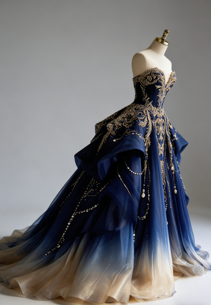 Gorgeous Sweetheart A-Line Long Prom Dresses Rhinstones Tulle Blue Quinceanera Dresses Blue Sweet 16 Dresses EP05662