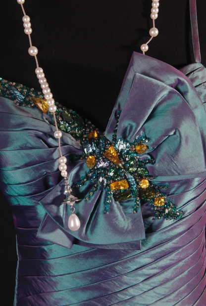 Fairy Spaghetti Straps Sheath Long Prom Dresses Satin Sleeveless Evening Dresses Teal Birthday Dresses EP05703