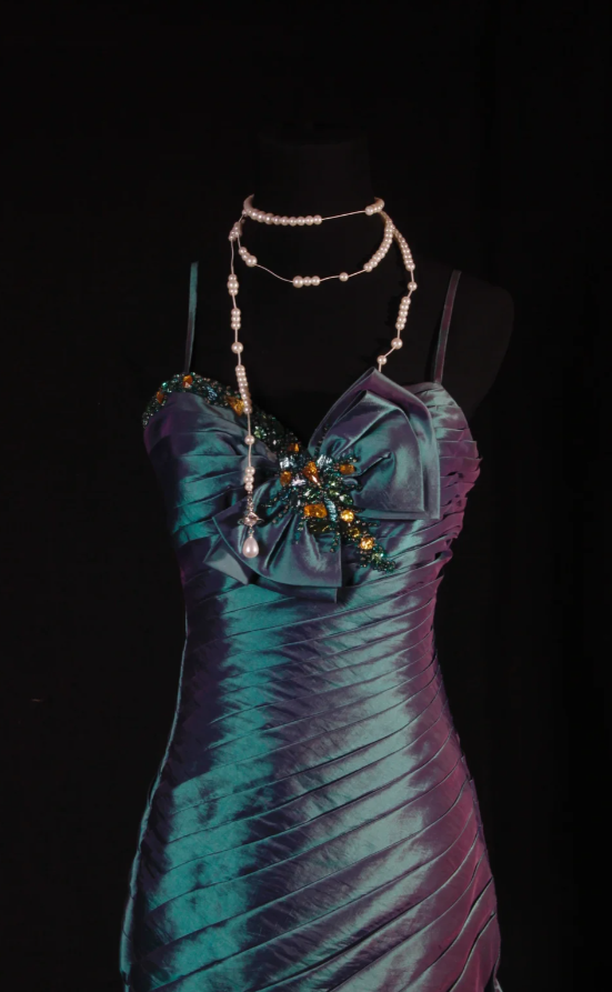 Fairy Spaghetti Straps Sheath Long Prom Dresses Satin Sleeveless Evening Dresses Teal Birthday Dresses EP05703