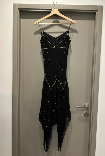 Chic Black Short Prom Dresses Sheath Spaghetti Straps Birthday Dresses Beaded Chiffon Sleeveless Homecoming Dresses  EP06041