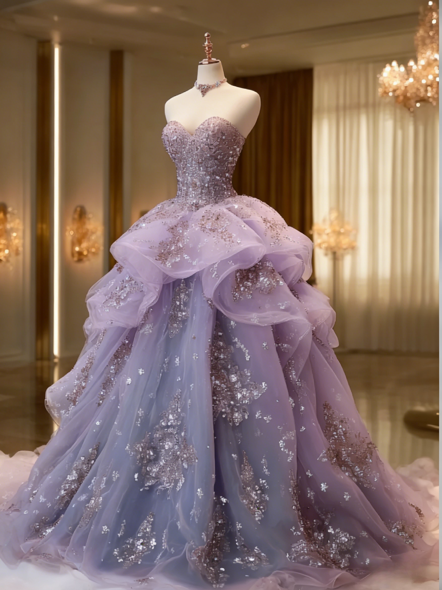 Gorgeous A-Line Long Prom Dresses Tulle Sequins Sleeveless Evening Dresses Sweetheart Birthday Dresses EP06115
