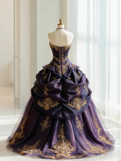 Gorgeous Purple Birthday Dresses, Sweetheart A-Line Long Prom Dresses, Appliques Tulle Quinceanera Dresses EP06500