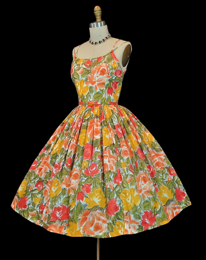 Vintage  Spaghetti Straps A-Line Formal Dressesï¼_weet Floral Birthday Dresses, Sleeveless Homecoming Dresses EW068