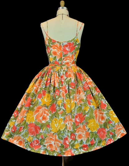 Vintage  Spaghetti Straps A-Line Formal Dressesï¼_weet Floral Birthday Dresses, Sleeveless Homecoming Dresses EW068