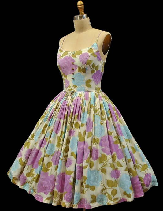 Vintage  Spaghetti Straps A-Line Formal Dressesï¼_weet Floral Birthday Dresses, Sleeveless Homecoming Dresses EW069