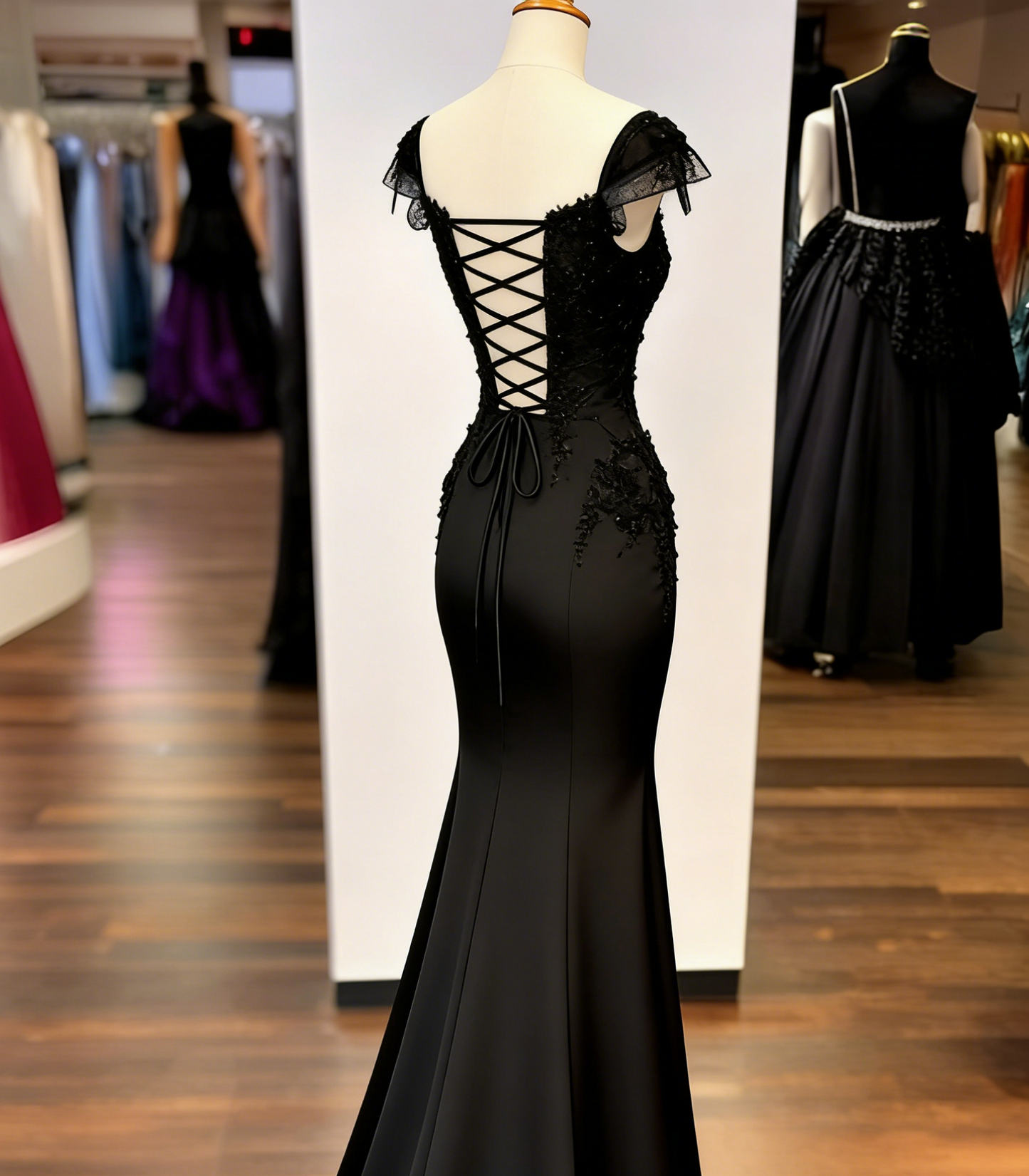 Elegant Black Beading Mermaid Long Formal Evening Party Dress MD7725