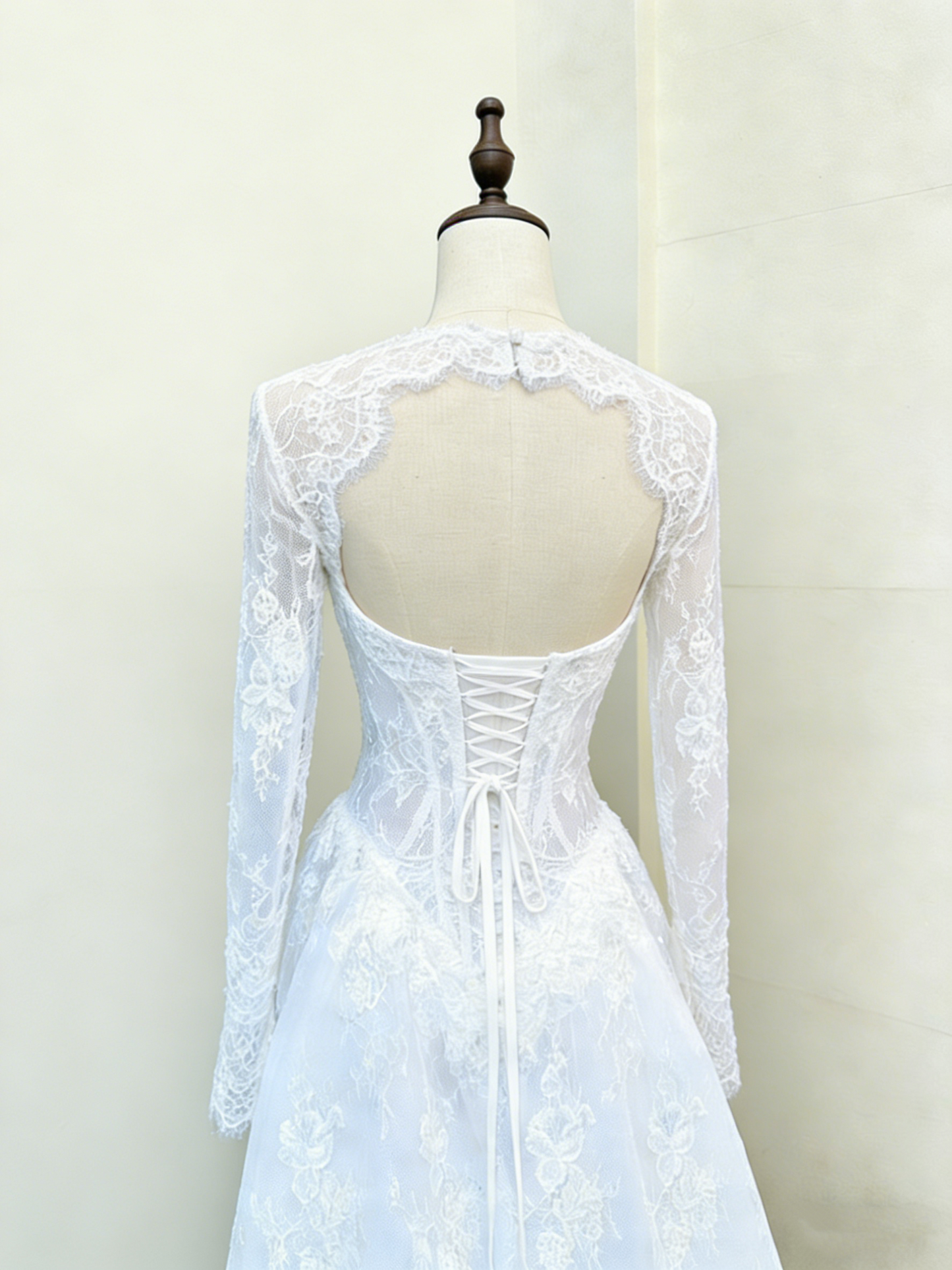 Elegant Long Sleeves White A-Line Lace Long Wedding Dress Bridal Dress, D954