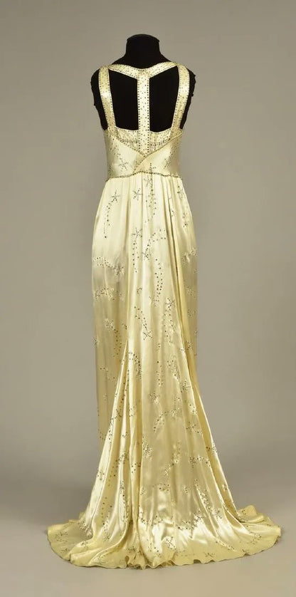 Modest A Line V Neckline Yellow Satin Beads Long Party Dress Prom Dresses P2341
