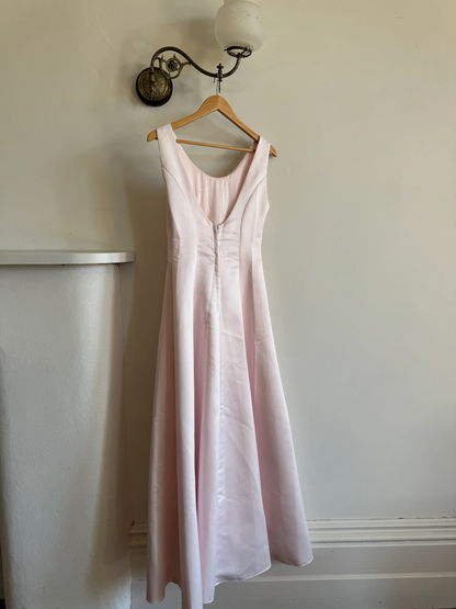 Gentle A Line Straps Light Pink Satin Prom Dress Wedding Guest Dress SH4427