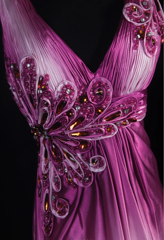 Charming Rose Red Gradient Mermaid Long Party Dress Formal 20th Birthday Dress With Beaded Floral D2231