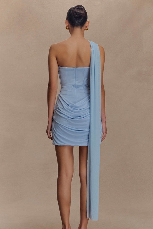 Fitted Sweetheart Sleeveless Empire Pleated Short Dress With Shawl