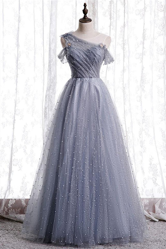 Tulle A-Line Sleeveless Empire Floor-Length Party Prom Dress