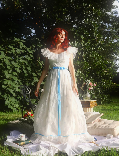 Princess A Line Off the Shoulder Embroidered White Tulle Party Dress Evening Dress SH2780