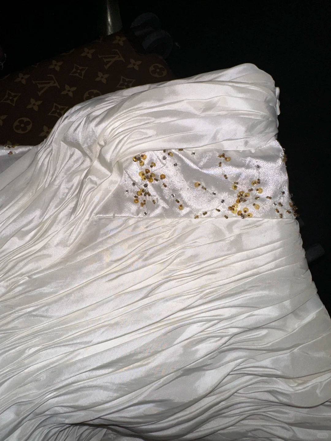 White A Line Sweetheart Neck Beaded Pleated Satin Lace Prom Dress Evening Dress SH3183