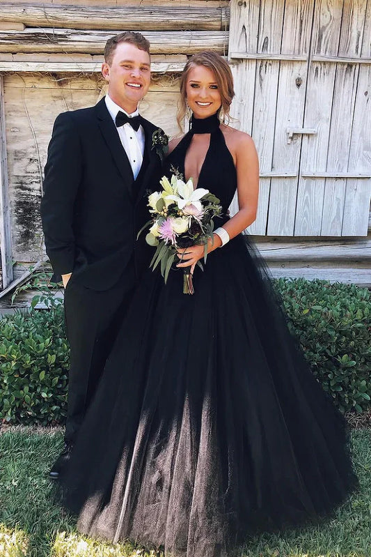 High Neck Sleeveless Empire Tulle A-Line Wedding Dress