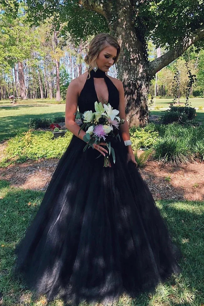 High Neck Sleeveless Empire Tulle A-Line Wedding Dress