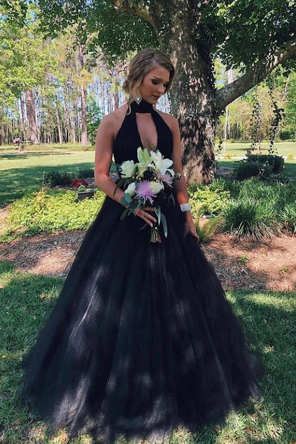 High Neck Sleeveless Empire Tulle A-Line Wedding Dress