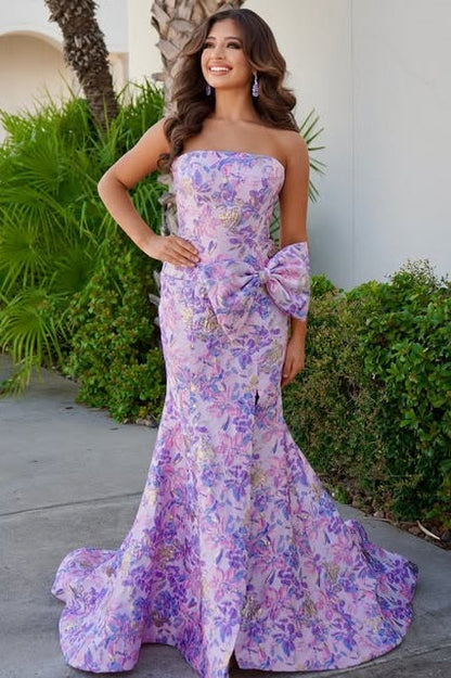 Hot Satin Mermaid Strapless Mermaid Prom Dress With Slit