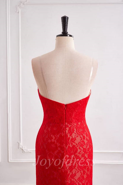 Hot V-Neck Strapless Fully Lace Long Party Prom Dress