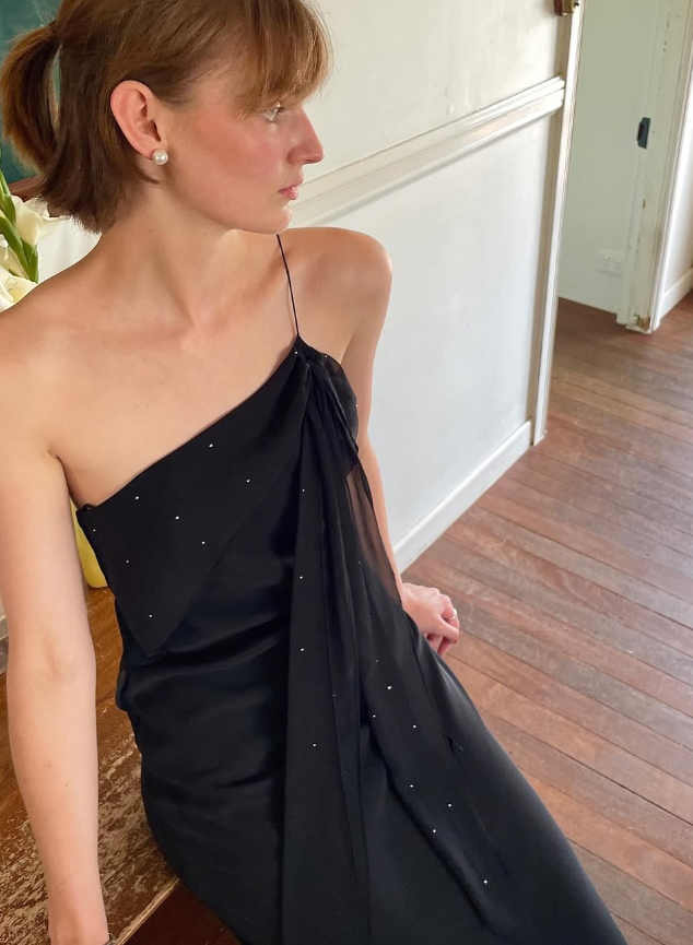 Sexy Sheath Spaghetti Strap Beaded Black Chiffon   Long Prom Dress Prom Dress SH2650