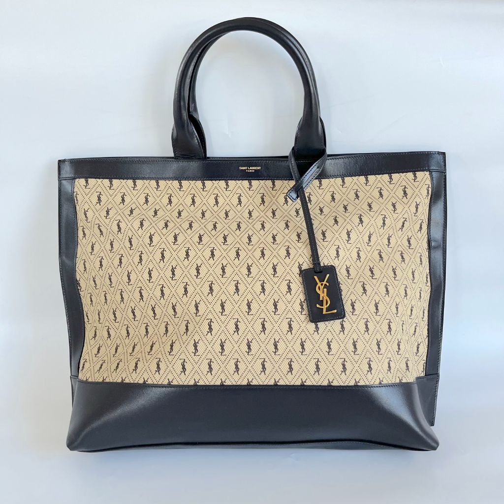 Saint Laurent Le Monogram Tote Monogram All Over Canvas and Leather Large Bag