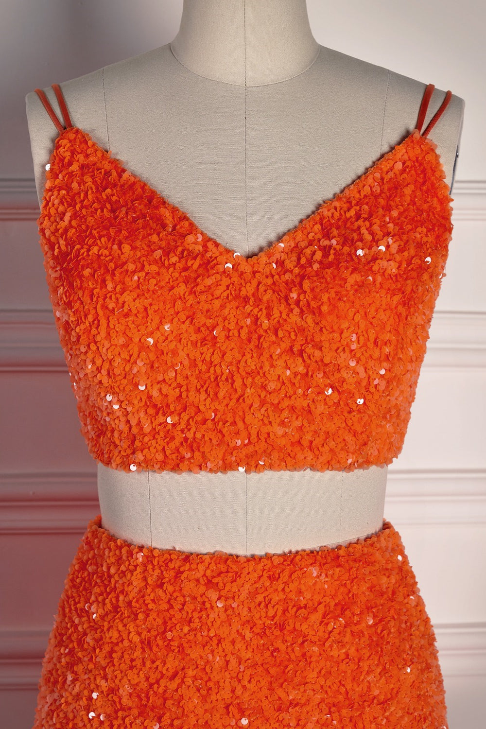 V-Neck Two Piece Mermaid Sequin Mermaid Prom Dress