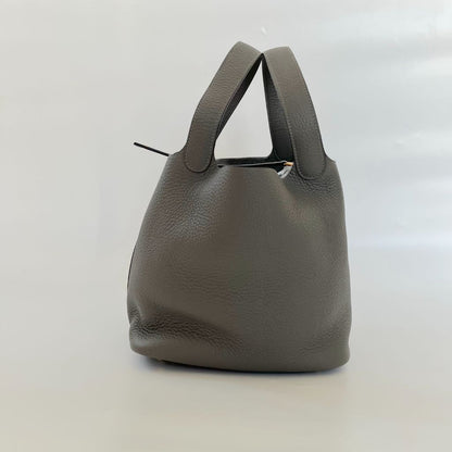 Hermes Picotin 22 Gris Meyer Bag with gold hardware
