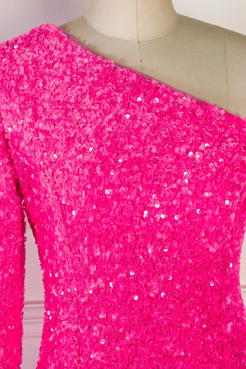 Bodycon One Shoulder Long Sleeves Sparkly Mini Homecoming Dress