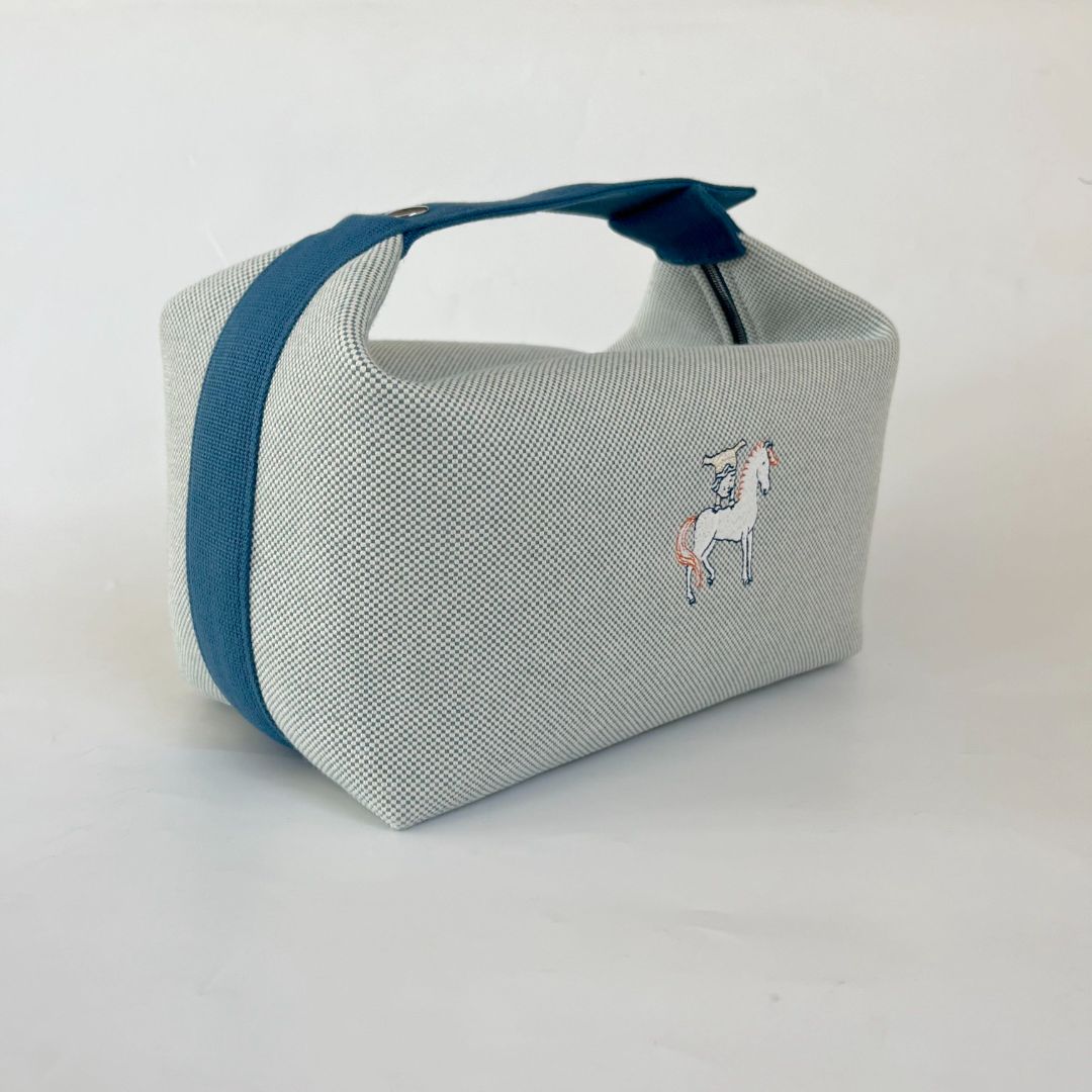 Hermès Bride-a-Brac Toile cotton Bleu Nattier Lare GM Bag