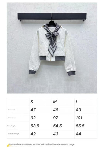 LV25 Embossed Denim Scarf Jacket White Grey Cotton 291766