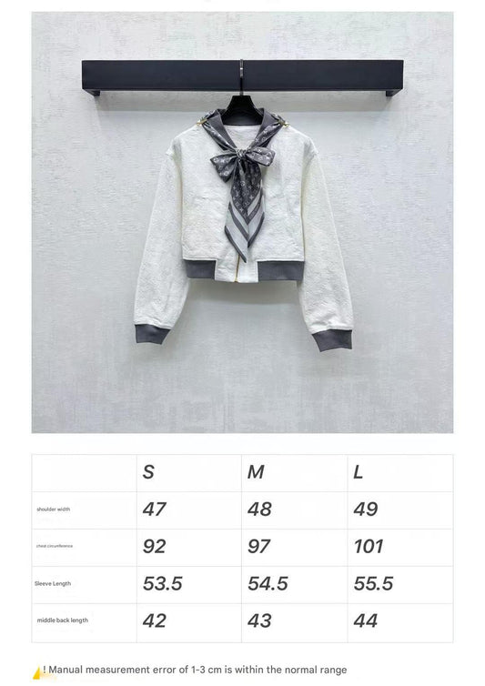 LV25 Embossed Denim Scarf Jacket White Grey Cotton 291766